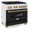 AutographEdition 36 in. 4.6 cu. ft. Dual Fuel Range with Gas Stove and Electric Oven in Fingerprint Resistant DuraSnow Stainless Steel with Black Matte Door and Champagne Bronze Accents view 5