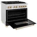 AutographEdition 36 in. 4.6 cu. ft. Dual Fuel Range with Gas Stove and Electric Oven in Fingerprint Resistant DuraSnow Stainless Steel with Black Matte Door and Polished Gold Accents view 6