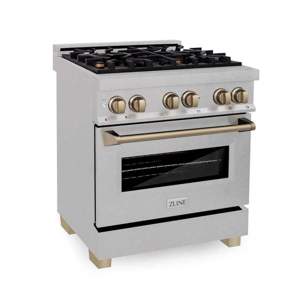 AutographEdition 30" 4.0 cu. ft. Dual Fuel Range with Gas Stove and Electric Oven in Fingerprint Resistant Stainless Steel with Champagne Bronze Accents