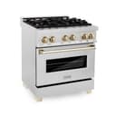 AutographEdition 30" 4.0 cu. ft. Dual Fuel Range with Gas Stove and Electric Oven in Fingerprint Resistant Stainless Steel with Polished Gold Accents view 1