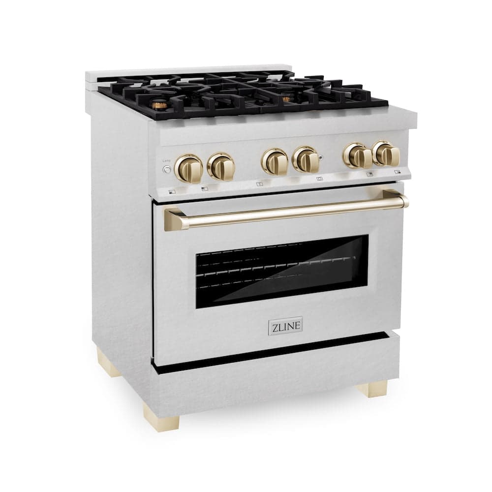 AutographEdition 30" 4.0 cu. ft. Dual Fuel Range with Gas Stove and Electric Oven in Fingerprint Resistant Stainless Steel with Polished Gold Accents