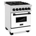ZLINE Autograph Edition 24 in. 2.8 cu. ft. Legacy Dual Fuel Range with 4 Burner Gas Cooktop and Electric Convection Oven in DuraSnow® Stainless Steel with White Matte Door and Matte Black Accents (RASZ-WM-24-MB) view 1