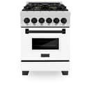 ZLINE Autograph Edition 24 in. 2.8 cu. ft. Legacy Dual Fuel Range with 4 Burner Gas Cooktop and Electric Convection Oven in DuraSnow® Stainless Steel with White Matte Door and Matte Black Accents (RASZ-WM-24-MB) view 2