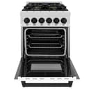 ZLINE Autograph Edition 24 in. 2.8 cu. ft. Legacy Dual Fuel Range with 4 Burner Gas Cooktop and Electric Convection Oven in DuraSnow® Stainless Steel with White Matte Door and Matte Black Accents (RASZ-WM-24-MB) view 3