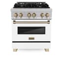Autograph Edition 30" 4.0 cu. ft. Dual Fuel Range with Gas Stove and Electric Oven with White Matte Door and Champagne Bronze Accents view 3