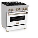 Autograph Edition 30" 4.0 cu. ft. Dual Fuel Range with Gas Stove and Electric Oven with White Matte Door and Champagne Bronze Accents view 4