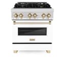 Autograph Edition 30" 4.0 cu. ft. Dual Fuel Range with Gas Stove and Electric Oven with White Matte Door and Gold Accents view 2
