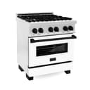 Autograph Edition 30" 4.0 cu. ft. Dual Fuel Range with Gas Stove and Electric Oven with White Matte Door and Matte Black Accents view 1