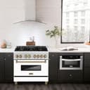 Autograph Edition 36" 4.6 cu. ft. Dual Fuel Range with Gas Stove and Electric Oven with White Matte Door and Champagne Bronze Accents view 2