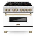 Autograph Edition 36" 4.6 cu. ft. Dual Fuel Range with Gas Stove and Electric Oven with White Matte Door and Champagne Bronze Accents view 3