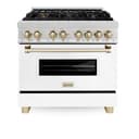 Autograph Edition 36" 4.6 cu. ft. Dual Fuel Range with Gas Stove and Electric Oven with White Matte Door and Gold Accents view 2