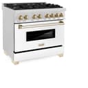 Autograph Edition 36" 4.6 cu. ft. Dual Fuel Range with Gas Stove and Electric Oven with White Matte Door and Gold Accents view 3