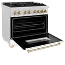 Autograph Edition 36" 4.6 cu. ft. Dual Fuel Range with Gas Stove and Electric Oven with White Matte Door and Gold Accents view 5
