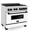 Autograph Edition 36" 4.6 cu. ft. Dual Fuel Range with Gas Stove and Electric Oven with White Matte Door and Matte Black Accents view 1