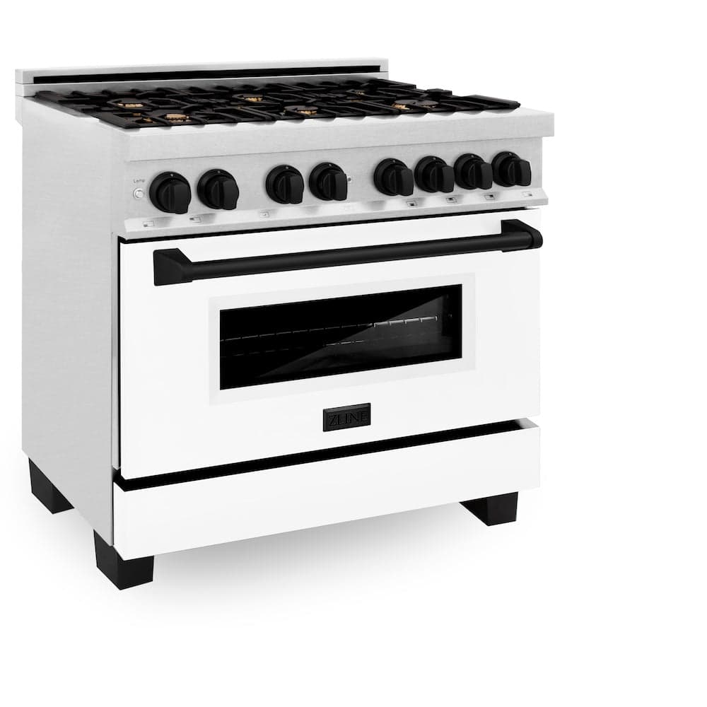 Autograph Edition 36" 4.6 cu. ft. Dual Fuel Range with Gas Stove and Electric Oven with White Matte Door and Matte Black Accents
