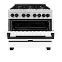 Autograph Edition 36" 4.6 cu. ft. Dual Fuel Range with Gas Stove and Electric Oven with White Matte Door and Matte Black Accents view 2