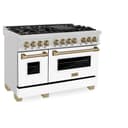 Autograph Edition 48" 6.0 cu. ft. Dual Fuel Range with Gas Stove and Electric Oven with White Matte Door and Champagne Bronze Accents view 2