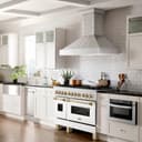 Autograph Edition 48" 6.0 cu. ft. Dual Fuel Range with Gas Stove and Electric Oven with White Matte Door and Gold Accents view 1