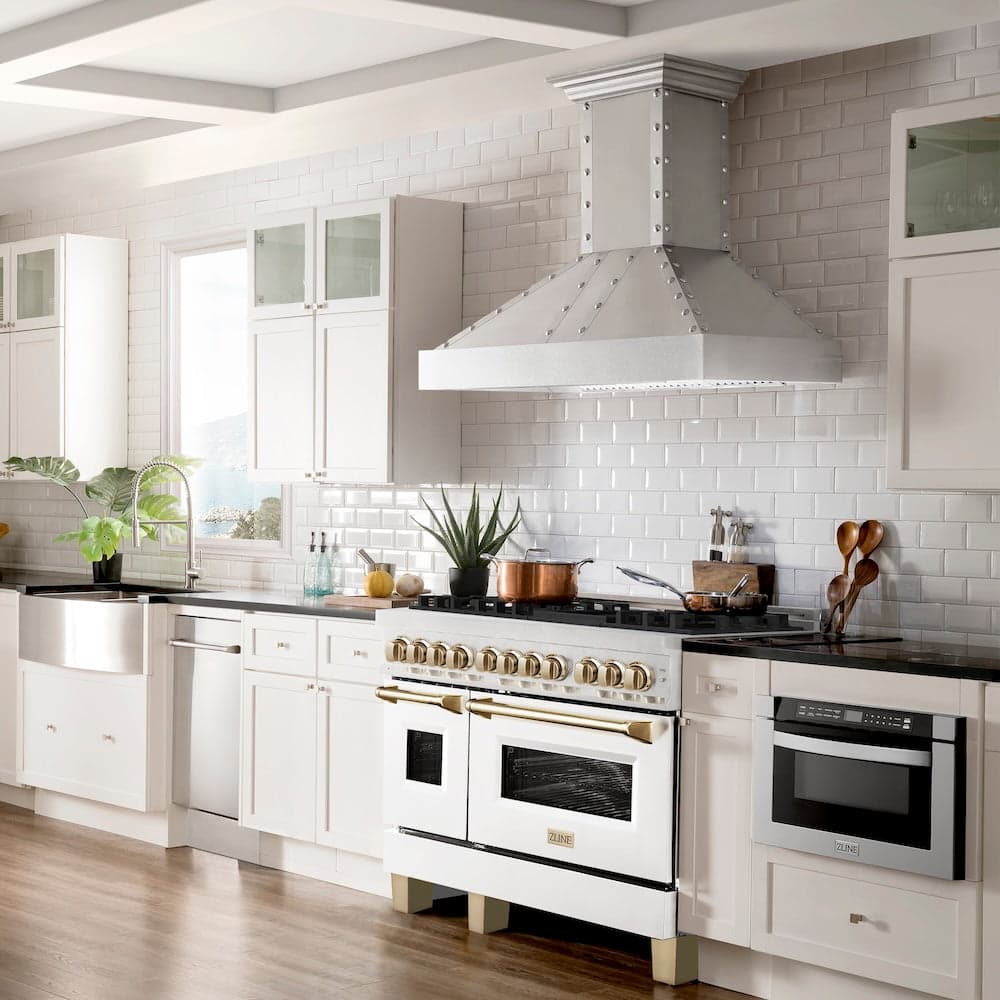Autograph Edition 48" 6.0 cu. ft. Dual Fuel Range with Gas Stove and Electric Oven with White Matte Door and Gold Accents