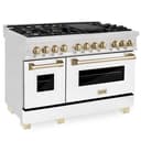 Autograph Edition 48" 6.0 cu. ft. Dual Fuel Range with Gas Stove and Electric Oven with White Matte Door and Gold Accents view 14