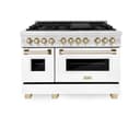 Autograph Edition 48" 6.0 cu. ft. Dual Fuel Range with Gas Stove and Electric Oven with White Matte Door and Gold Accents view 12