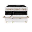 Autograph Edition 48" 6.0 cu. ft. Dual Fuel Range with Gas Stove and Electric Oven with White Matte Door and Gold Accents view 11