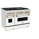 Autograph Edition 48" 6.0 cu. ft. Dual Fuel Range with Gas Stove and Electric Oven with White Matte Door and Gold Accents view 2