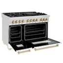 Autograph Edition 48" 6.0 cu. ft. Dual Fuel Range with Gas Stove and Electric Oven with White Matte Door and Gold Accents view 8