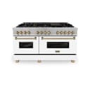 Autograph Edition 60" 7.4 cu. ft. Dual Fuel Range with Gas Stove and Electric Oven with White Matte Door and Champagne Bronze Accents view 3