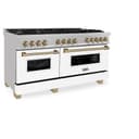 Autograph Edition 60" 7.4 cu. ft. Dual Fuel Range with Gas Stove and Electric Oven with White Matte Door and Champagne Bronze Accents view 4