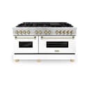Autograph Edition 60" 7.4 cu. ft. Dual Fuel Range with Gas Stove and Electric Oven with White Matte Door and Gold Accents view 3