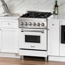 24" 2.8 cu. ft. Dual Fuel Range with Gas Stove and Electric Oven and White Matte Door view 17