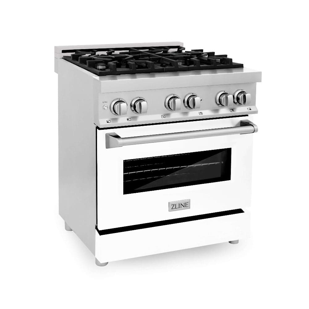 30" 4.0 cu. ft. Dual Fuel Range with Gas Stove and Electric Oven and White Matte Door