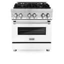 30" 4.0 cu. ft. Dual Fuel Range with Gas Stove and Electric Oven and White Matte Door view 3