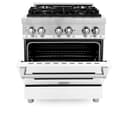 30" 4.0 cu. ft. Dual Fuel Range with Gas Stove and Electric Oven and White Matte Door view 4