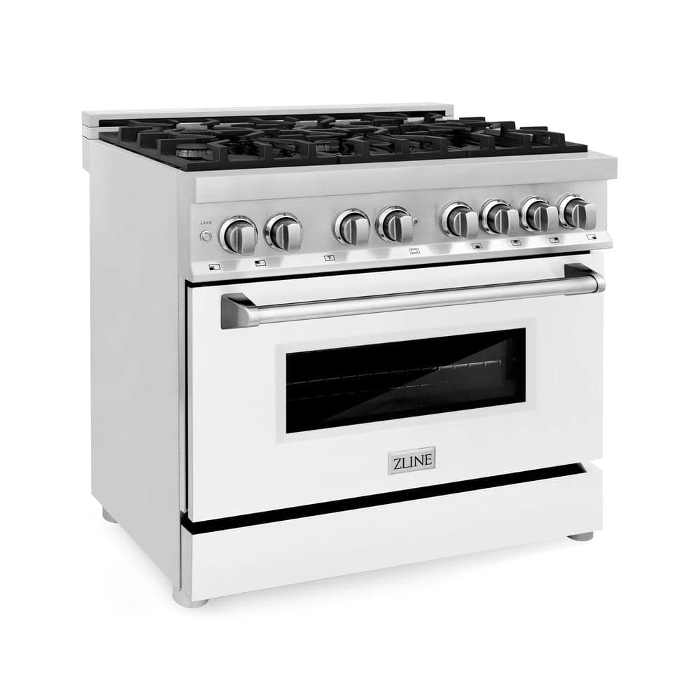 36" 4.6 cu. ft. Dual Fuel Range with Gas Stove and Electric Oven and White Matte Door