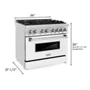 36" 4.6 cu. ft. Dual Fuel Range with Gas Stove and Electric Oven and White Matte Door view 10