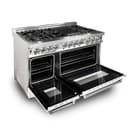 48" 6.0 cu. ft. Dual Fuel Range with Gas Stove and Electric Oven and White Matte Door view 4