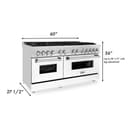 60" 7.4 cu. ft. Dual Fuel Range with Gas Stove and Electric Oven and White Matte Door view 3
