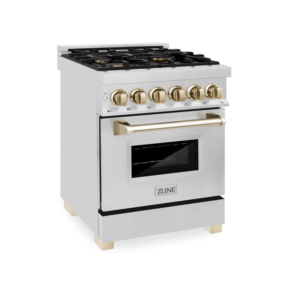 Autograph Edition 24" 2.8 cu. ft. Dual Fuel Range with Gas Stove and Electric Oven with Gold Accents