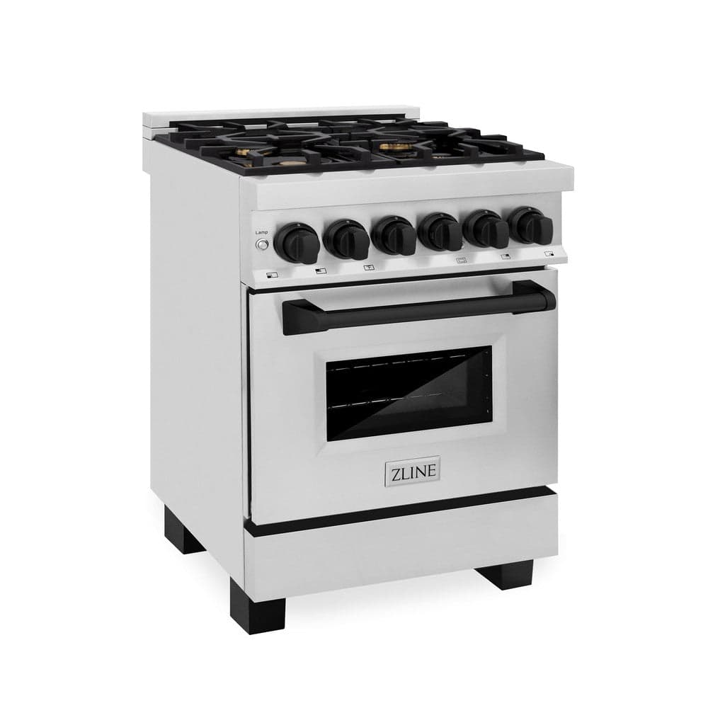 Autograph Edition 24" 2.8 cu. ft. Dual Fuel Range with Gas Stove and Electric Oven with Matte Black Accents