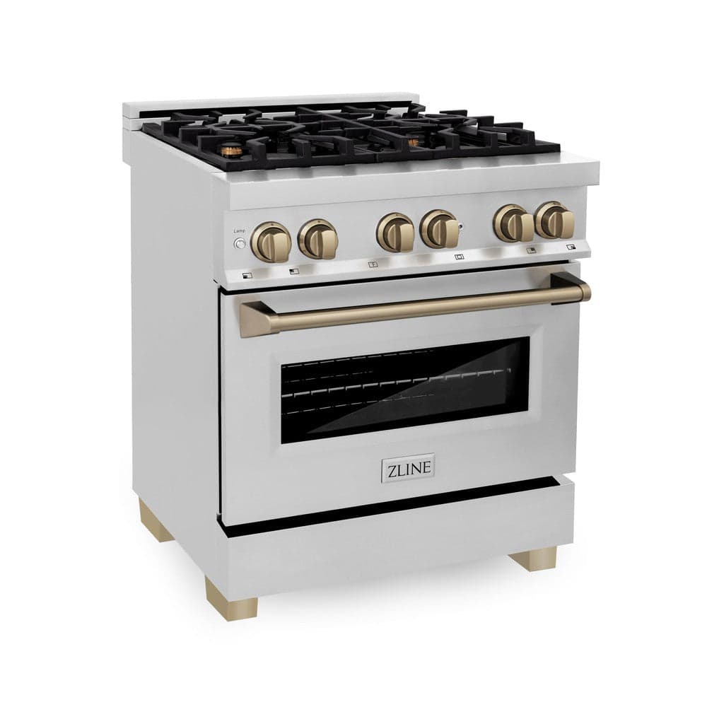 Autograph Edition 30" 4.0 cu. ft. Dual Fuel Range with Gas Stove and Electric Oven with Champagne Bronze Accents