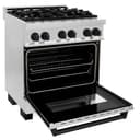 30" 4.0 cu. ft. Dual Fuel Range with Gas Stove and Electric Oven in Stainless Steel with Matte Black Accents view 2