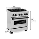 30" 4.0 cu. ft. Dual Fuel Range with Gas Stove and Electric Oven in Stainless Steel with Matte Black Accents view 21