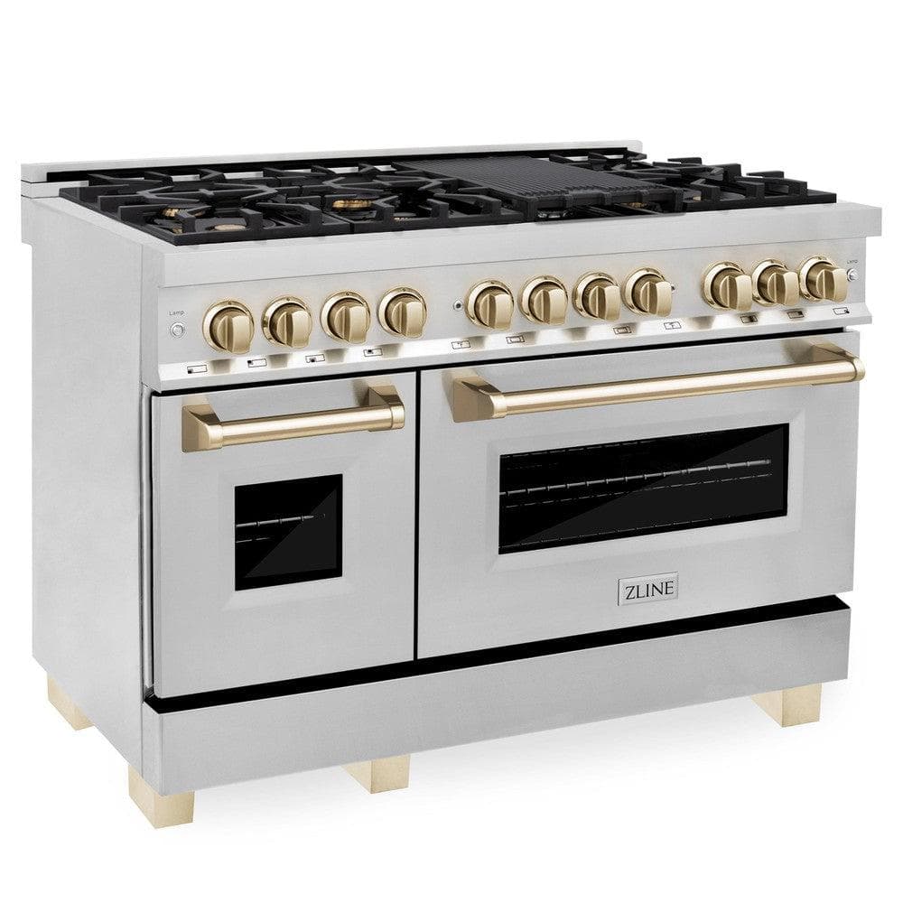 Autograph Edition 48" 6.0 cu. ft. Dual Fuel Range with Gas Stove and Electric Oven with Gold Accents