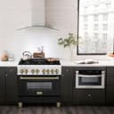 ZLINE Autograph Edition 36 in. 4.6 cu. ft. Legacy Dual Fuel Range with 6 Burner Gas Cooktop and Electric Convection Oven in Stainless Steel with Black Matte Door and Champagne Bronze Accents (RAZ-BLM-36-CB) view 3