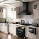 ZLINE Autograph Edition 36 in. 4.6 cu. ft. Legacy Dual Fuel Range with 6 Burner Gas Cooktop and Electric Convection Oven in Stainless Steel with Black Matte Door and Champagne Bronze Accents (RAZ-BLM-36-CB) view 4