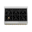 ZLINE Autograph Edition 36 in. 4.6 cu. ft. Legacy Dual Fuel Range with 6 Burner Gas Cooktop and Electric Convection Oven in Stainless Steel with Black Matte Door and Champagne Bronze Accents (RAZ-BLM-36-CB) view 9
