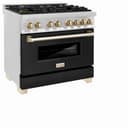 AutographEdition 36" 4.6 cu. ft. Dual Fuel Range with Gas Stove and Electric Oven in Stainless Steel with Black Matte Door and Polished Gold Accents view 15