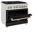 AutographEdition 36" 4.6 cu. ft. Dual Fuel Range with Gas Stove and Electric Oven in Stainless Steel with Black Matte Door and Polished Gold Accents view 14